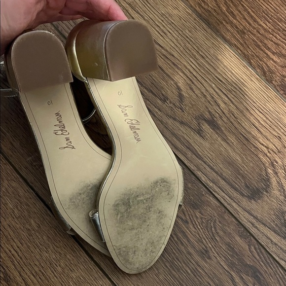 Sam Edelman Metallic Gold Heeled Sandals 10 - Picture 4 of 5
